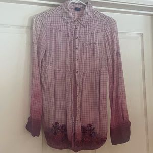 Free people embroidered ombré button up 4